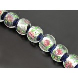 Zdjęcie - Szkło weneckie lampwork kulka róża w granacie 18mm